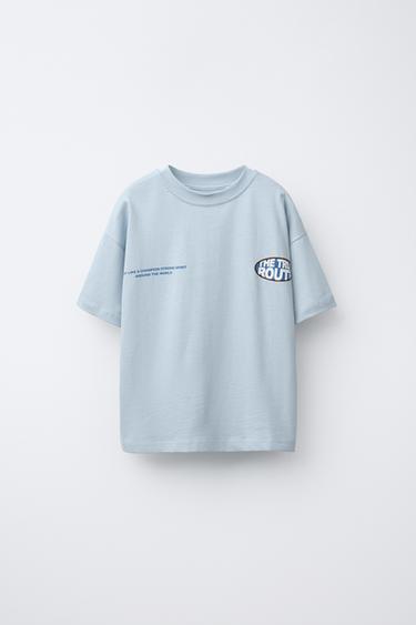 Zara LOGO PRINT T-SHIRT - Blue