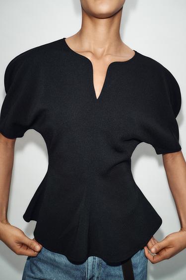 SOFT PEPLUM TOP - Black by Zara - Image 3