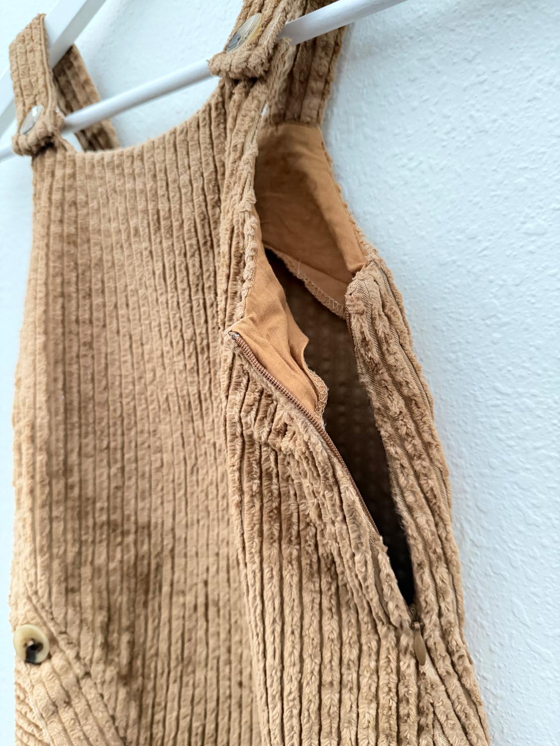BUTTONED CORDUROY PINAFORE DRESS - Image 3