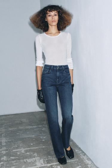 ZW COLLECTION BOOTCUT HIGH-WAIST JEANS - Dark indigo by Zara