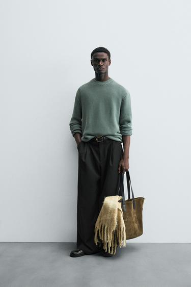 JERSEY RELAXED FIT ESTRUCTURA - verde lavado de Zara - Imagen 0