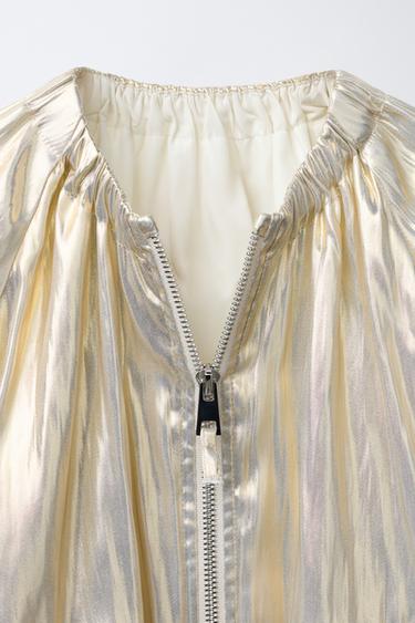 METALLIC-EFFECT BOMBER JACKET - Golden by Zara - Image 2