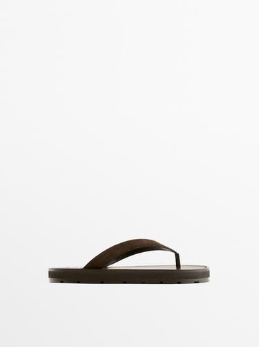 Zara Leather toe divider sandals - Brown