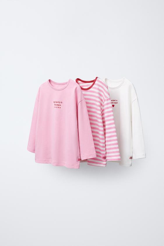 3-PACK OF LABEL T-SHIRTS - Pink / White by Zara - Image 0