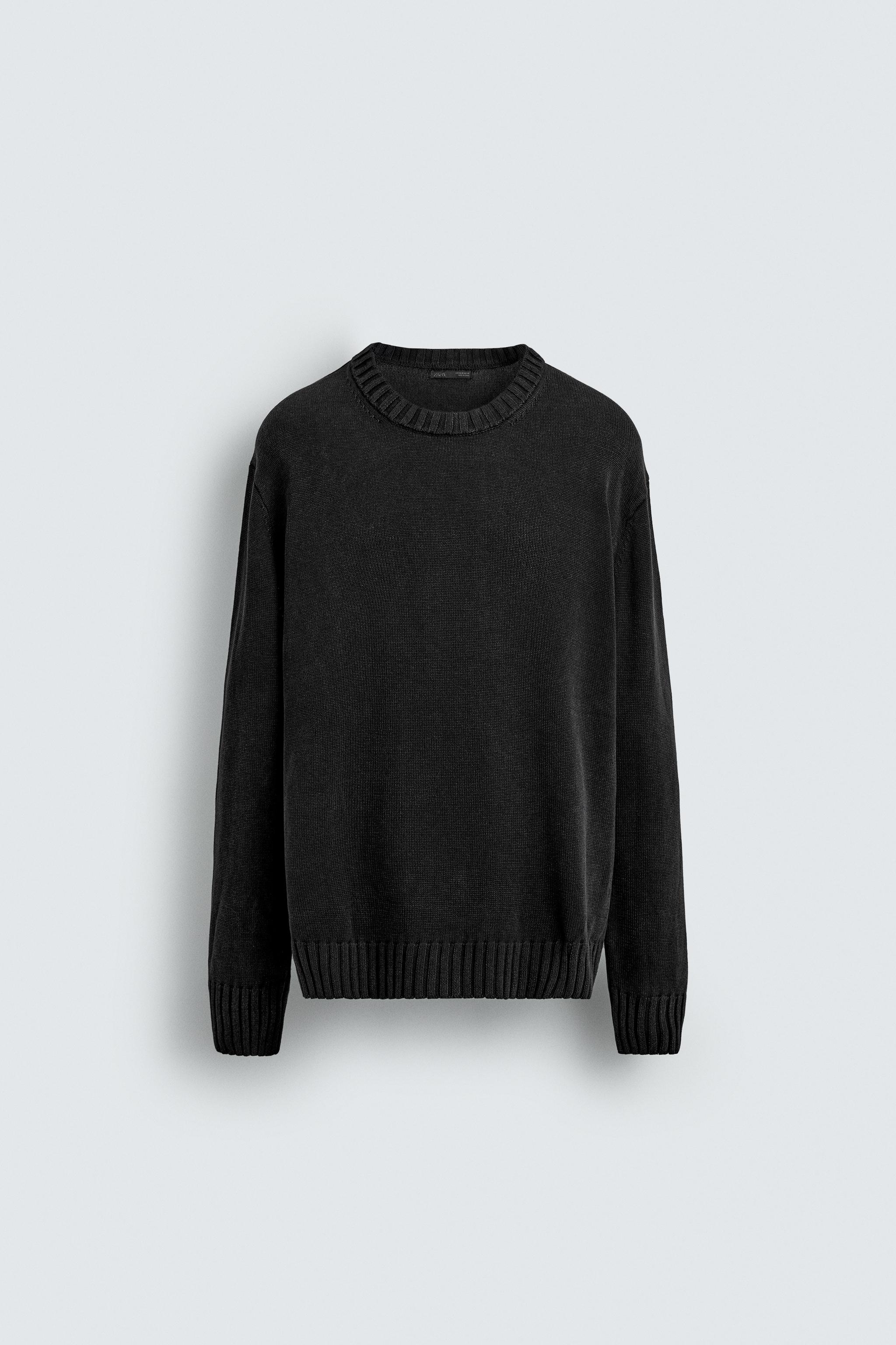 ウォッシュドコットンセーター - ブラック | ZARA Japan / 日本