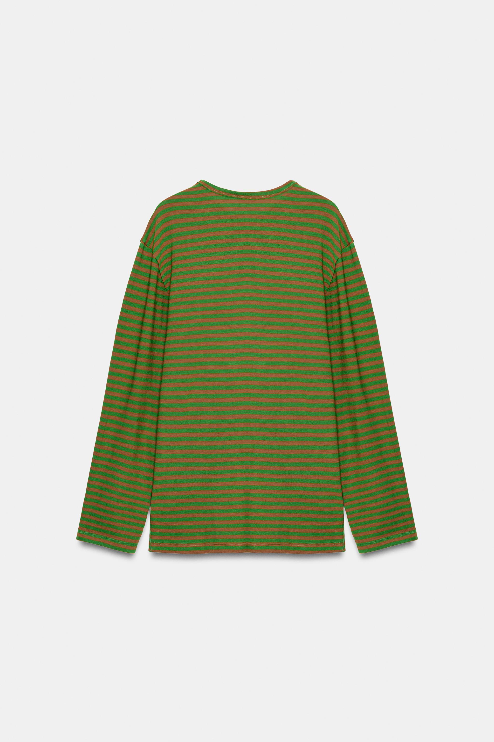 OVERSIZED STRIPED T-SHIRT - Green stripe | ZARA United States