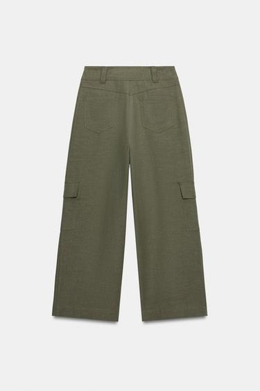 STRAIGHT-LEG CARGO TROUSERS - Khaki by Zara - Image 4