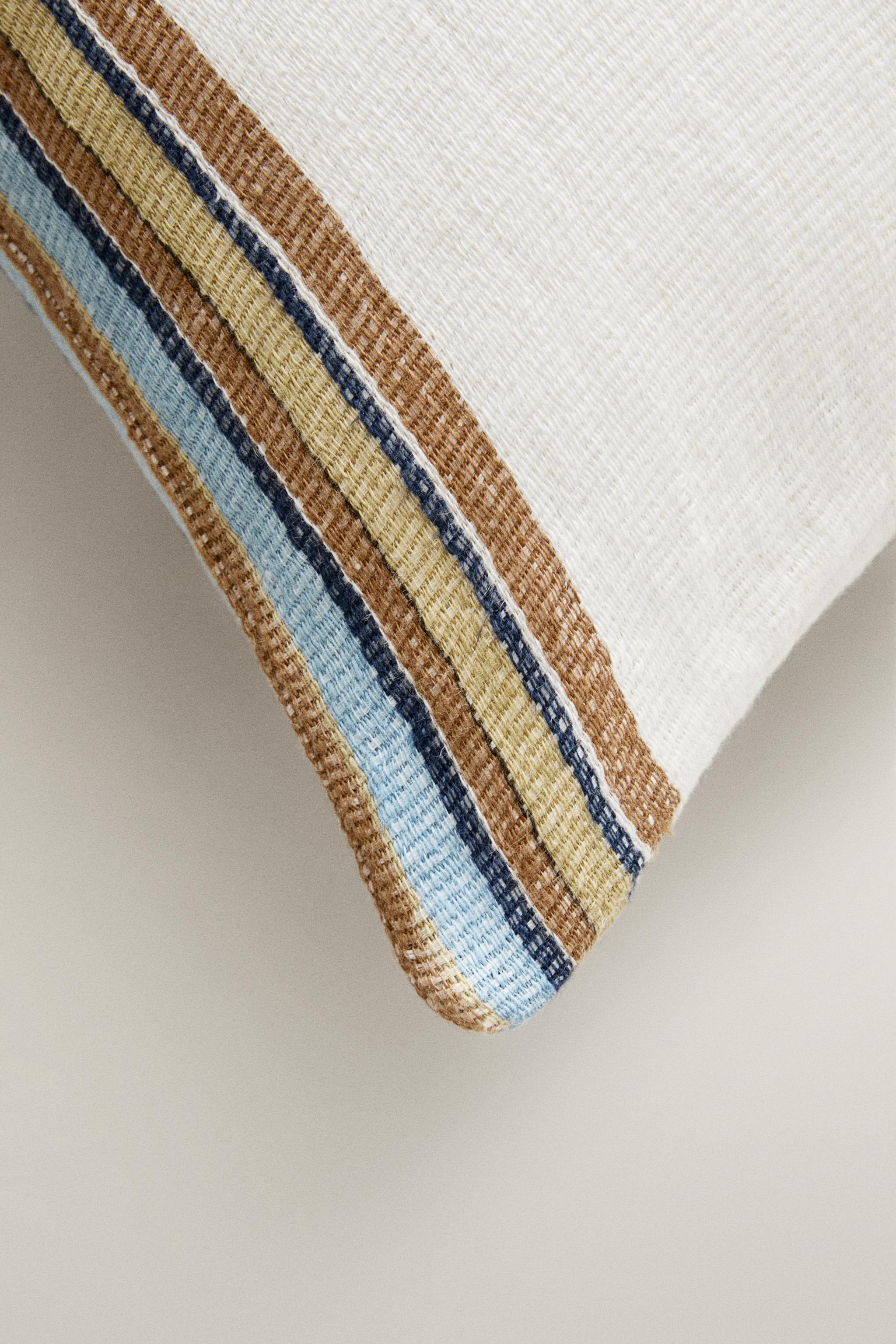 STRIPED CUSHION COVER — Oyster-white