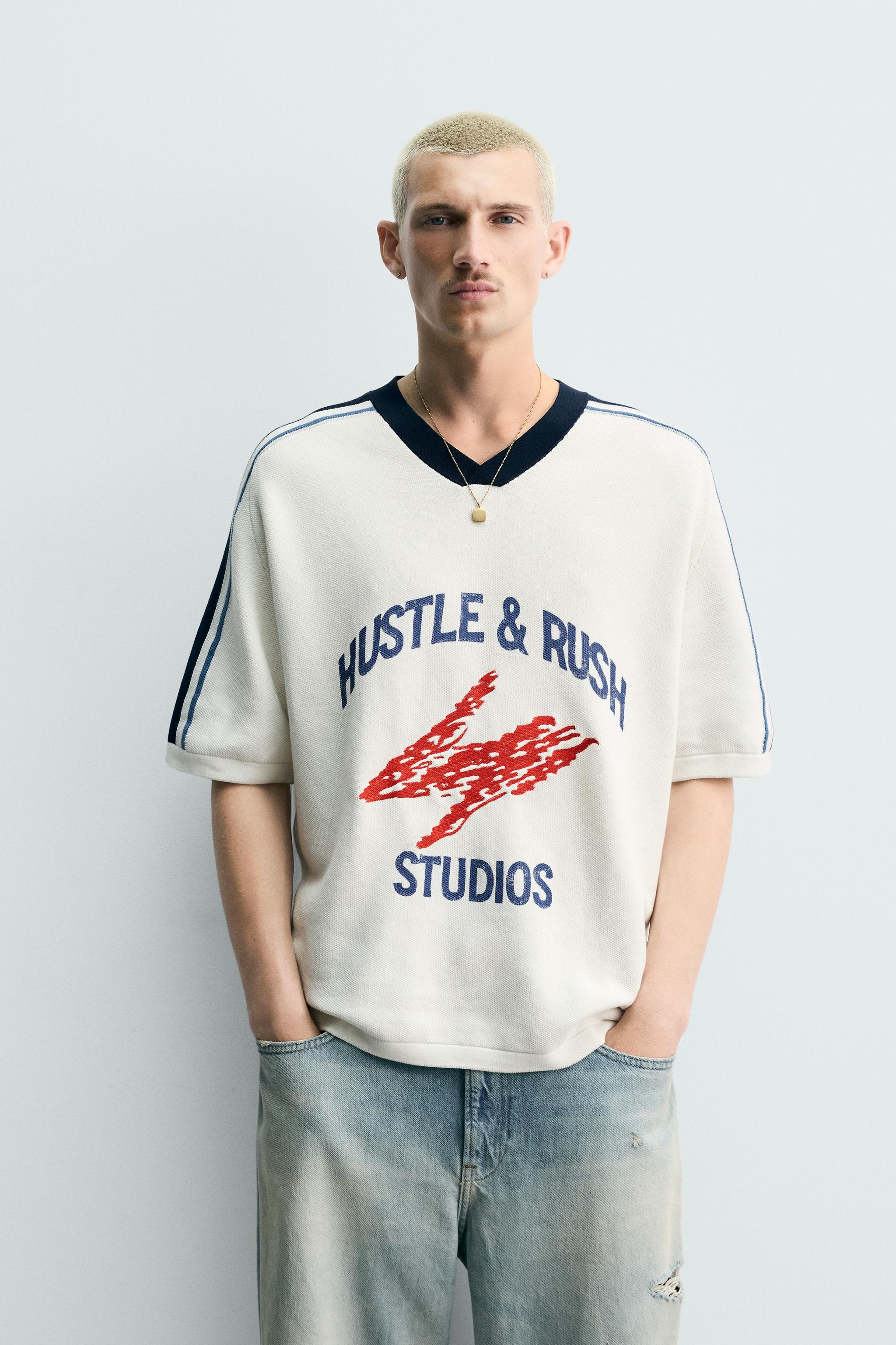トップス KicksHustler1985 RETRO STRIPE KNIT T-SHIRT - Oyster-white | ZARA United States