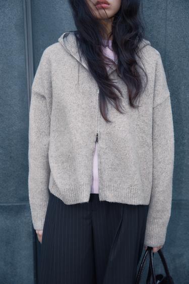 ウール混フーディベージュZaraのウール混フーディ - ベージュ 