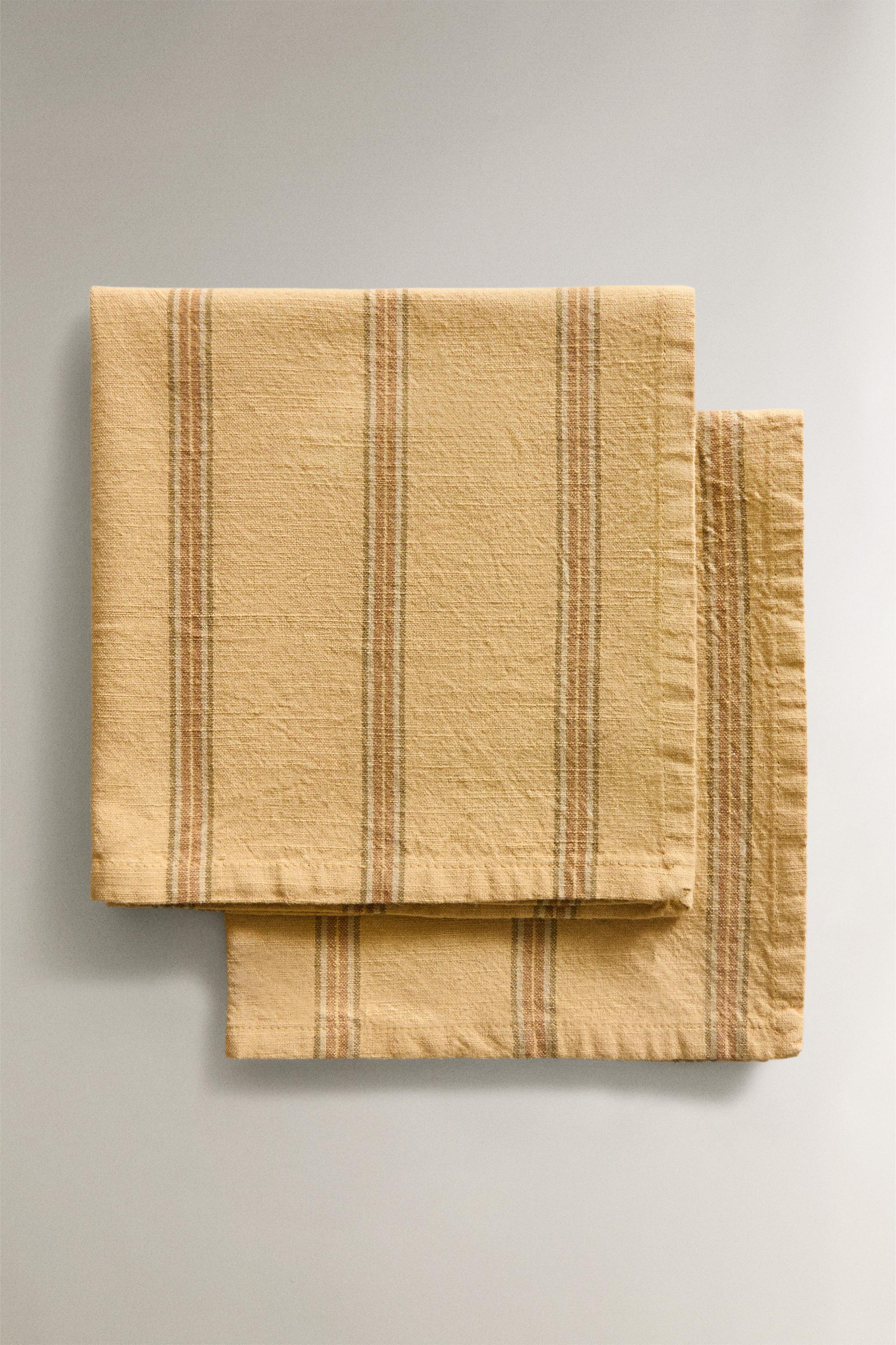 LOT SERVIETTES DE TABLE RAYURES FIL TEINTÉ (LOT DE 2)