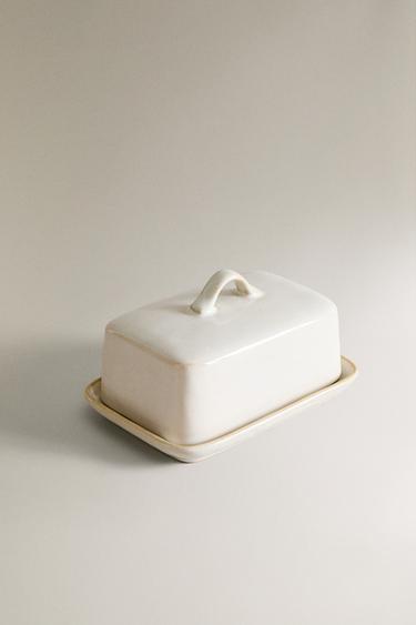 STONEWARE BUTTER DISH - Cream by Zara - Image 1