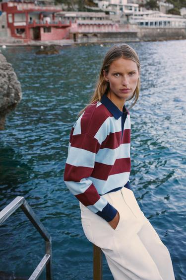 POLO EN MAILLE À RAYURES - rayures de Zara - Image 2