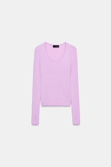 RIB KNIT WOOL BLEND JUMPER - Light lilac by Zara