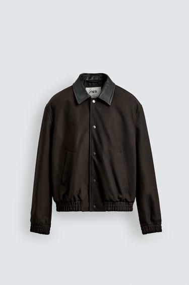 CAZADORA RELAXED FIT CUELLO COMBINADO - Marrón de Zara
