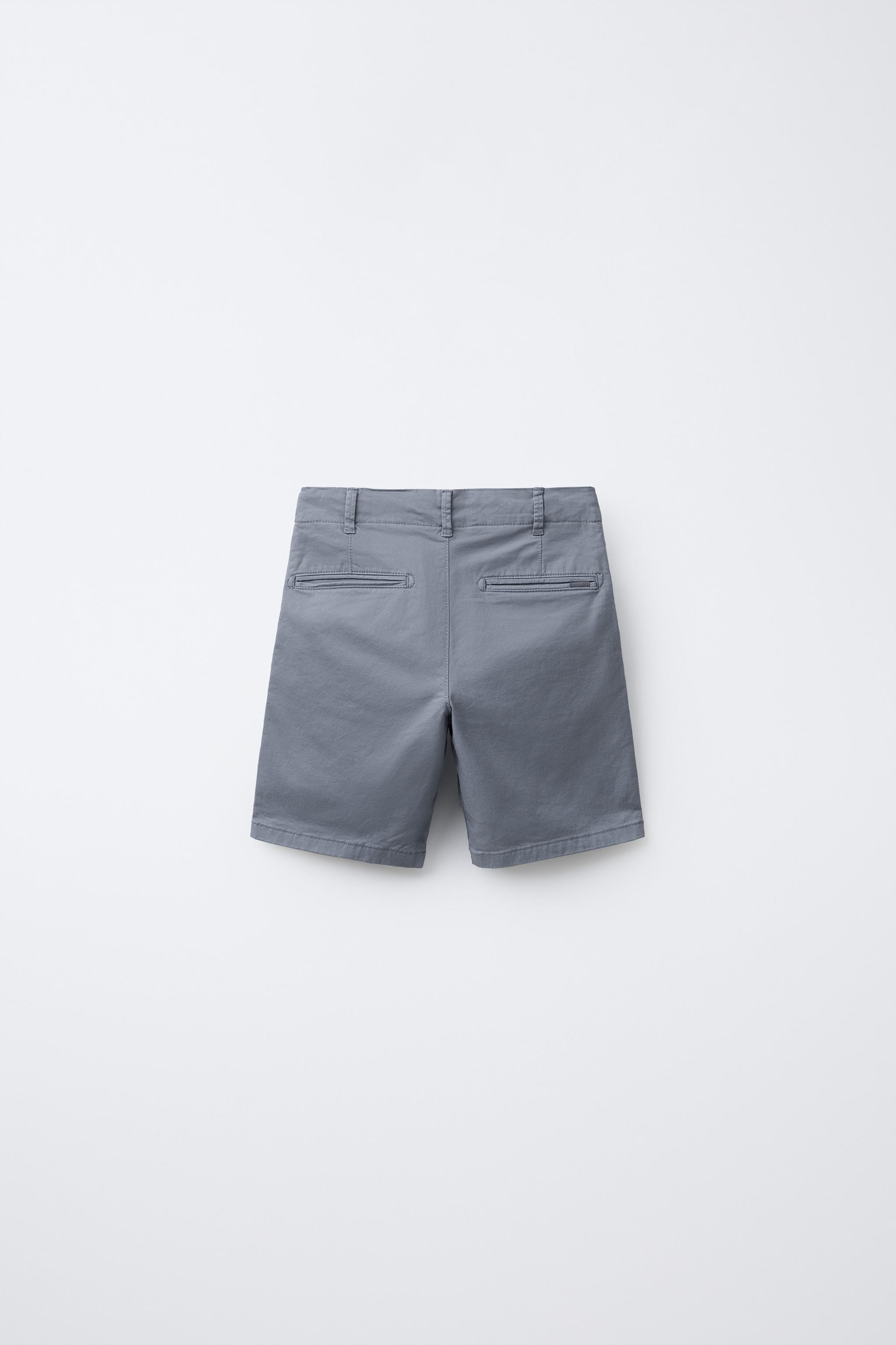 BASIC SLIM FIT CHINO SHORTS — Faded blue