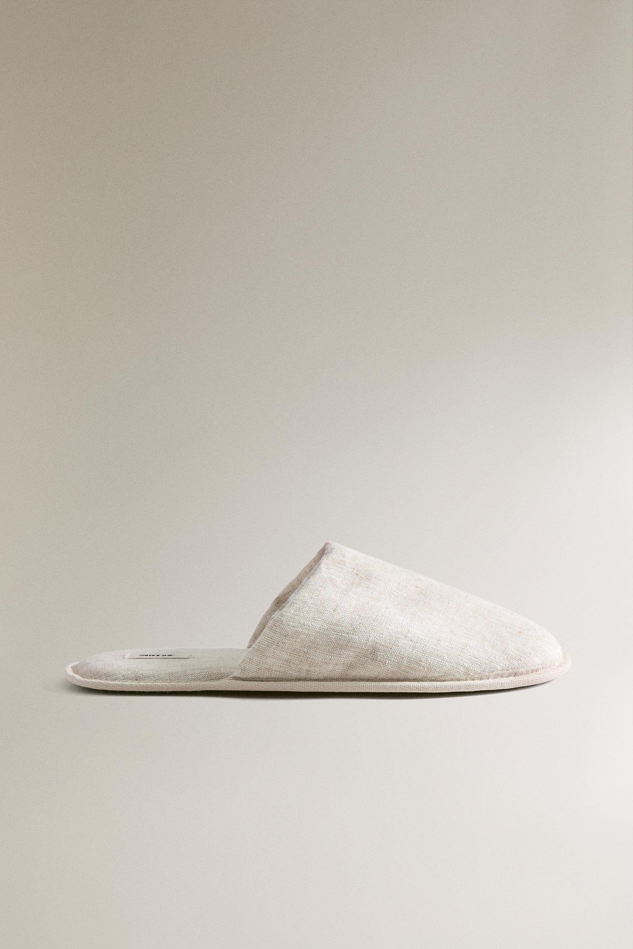 LINEN MULE SLIPPERS