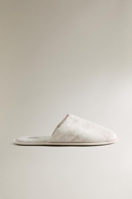 LINEN MULE SLIPPERS - Beige by Zara - Image 0