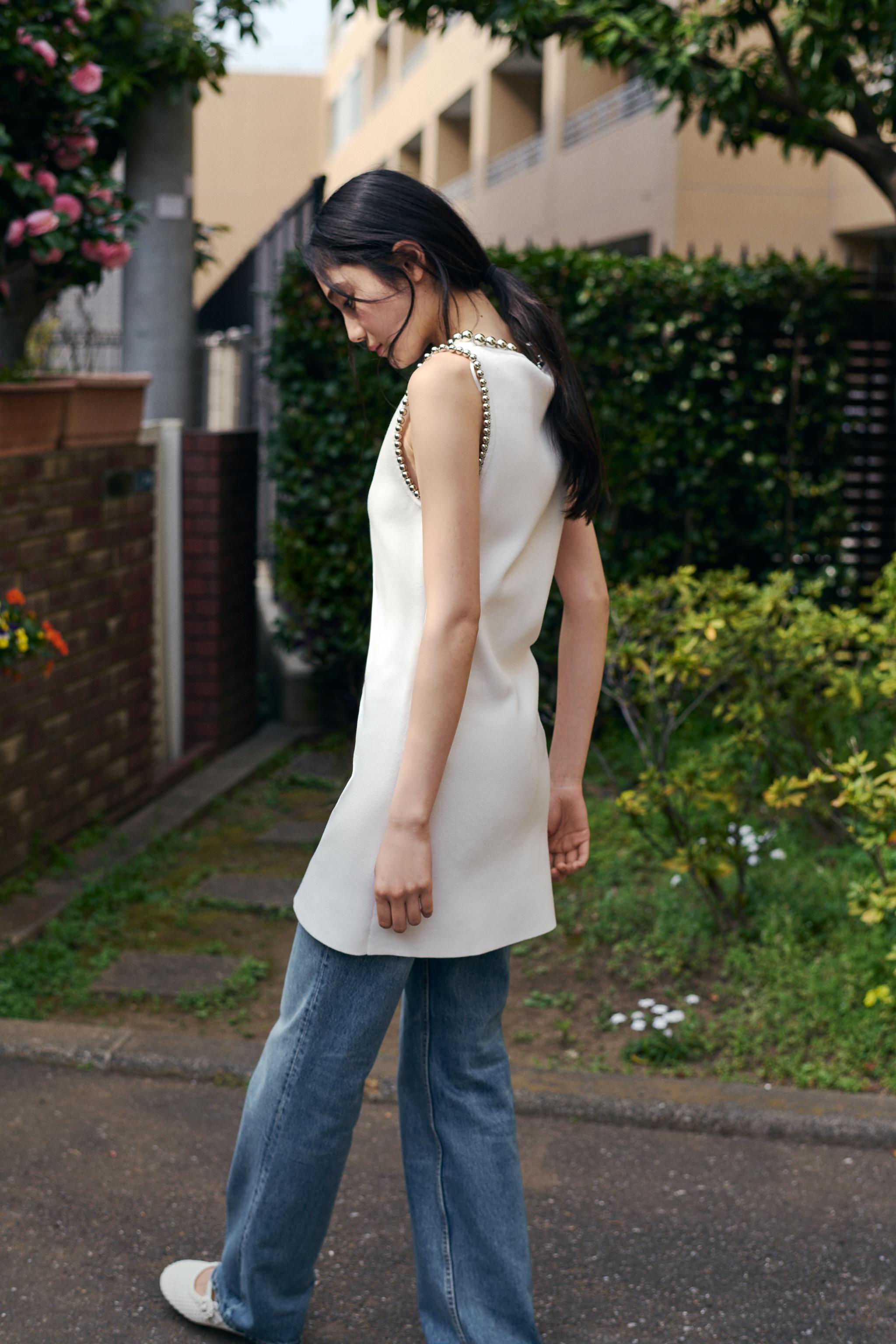 ショート丈ニットワンピース（ボール） - ホワイト | ZARA Japan