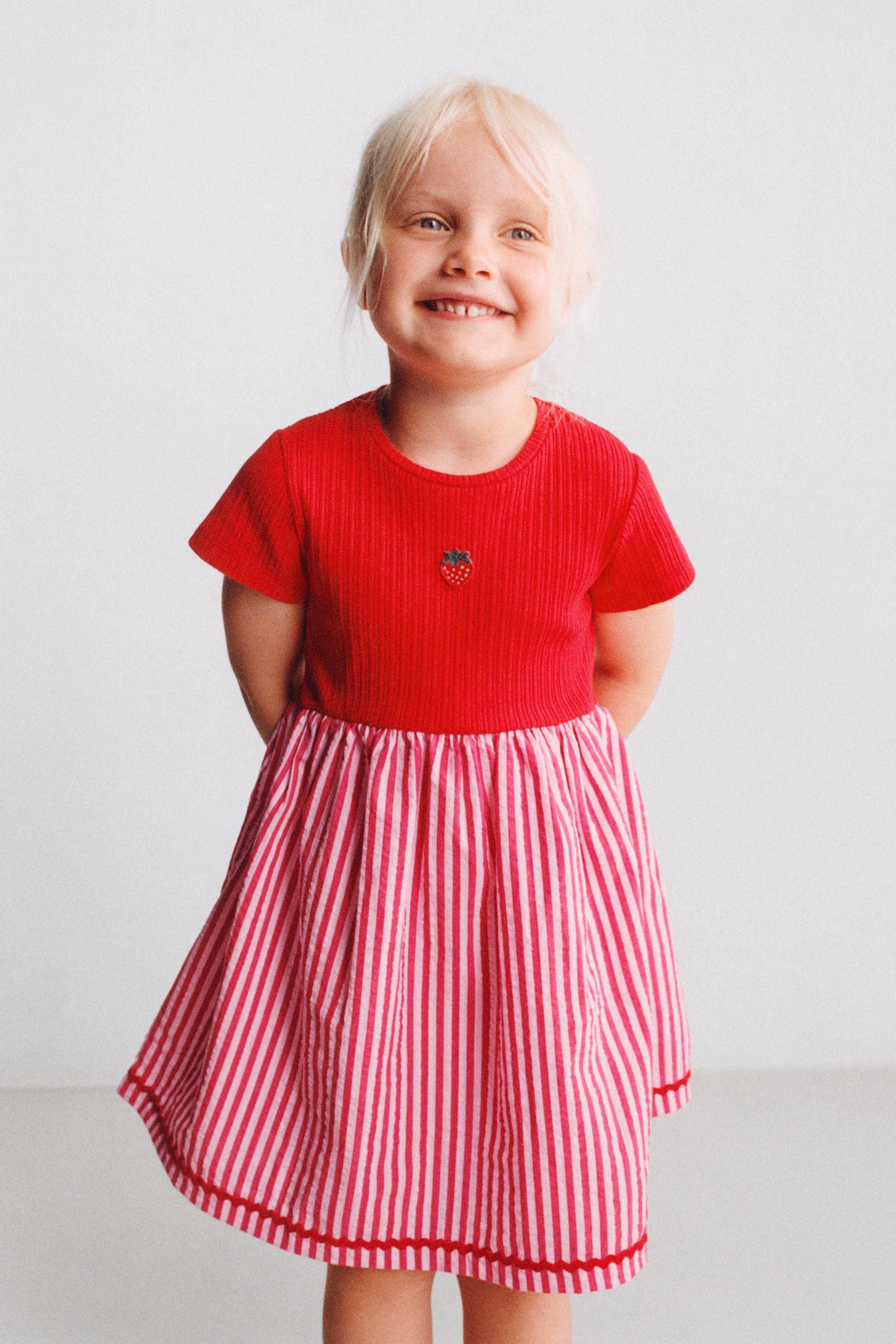 COMBINATION EMBROIDERED DRESS — Red