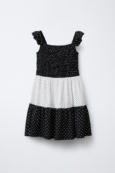 ROBE À EMPIÈCEMENTS À POIS - Écru / Noir de Zara - Image 0