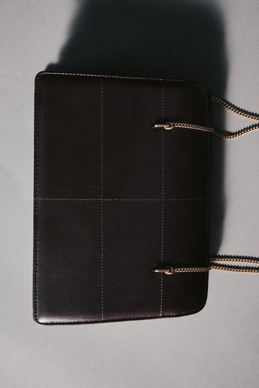 Zara LEATHER SHOULDER BAG - Brown