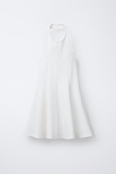 Zara KNIT HALTER DRESS - Oyster-white