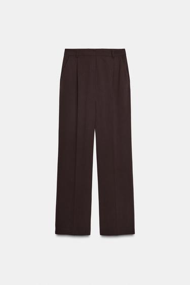 STRAIGHT-LEG DARTED TROUSERS - Brown by Zara - Image 0