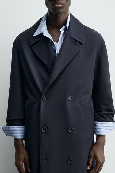 FLOWING DOUBLE-BREASTED TRENCH COAT - navy by Zara - Image 4