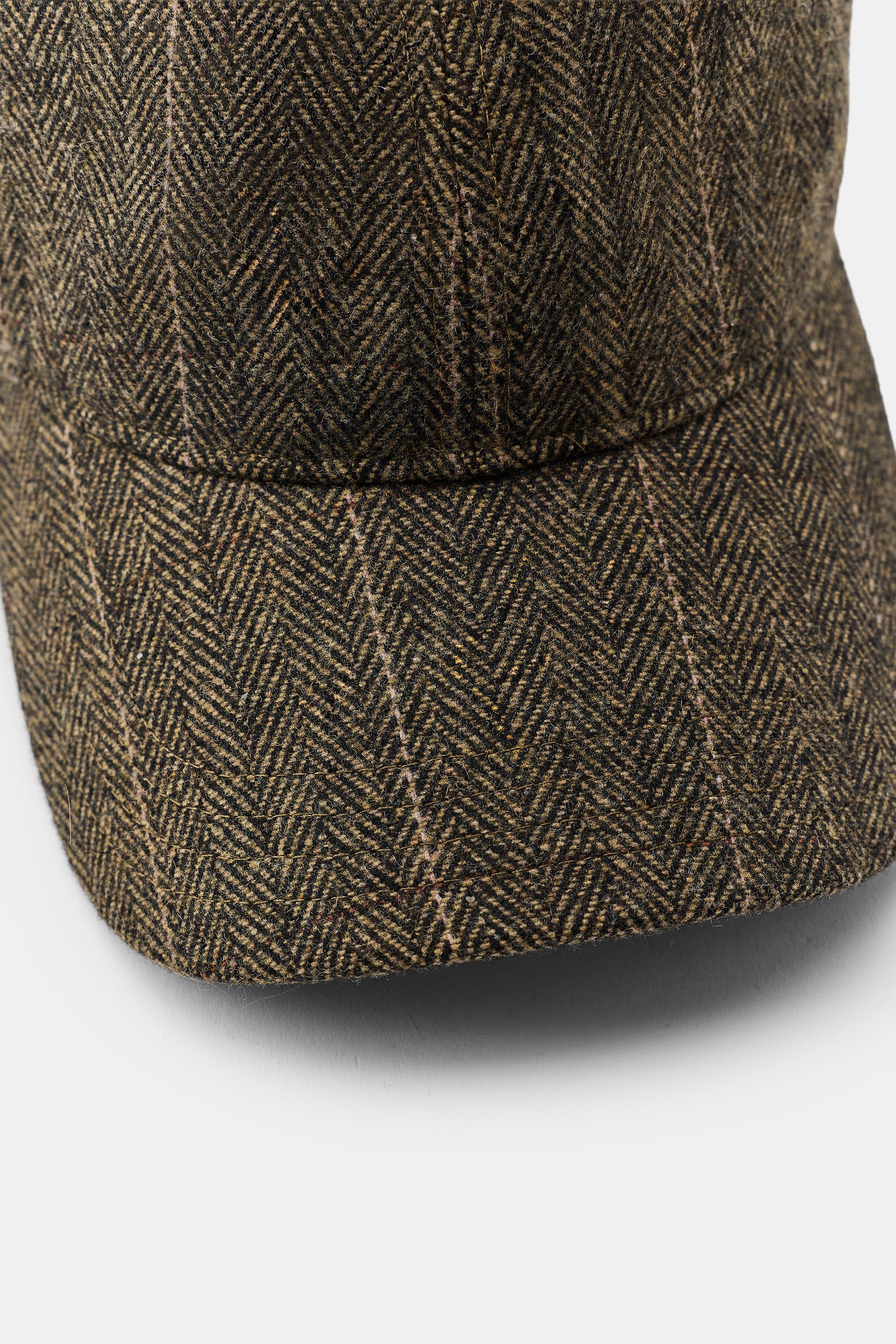 WOOL BLEND HERRINGBONE CAP