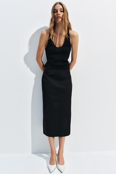 ЮБКА МИДИ С РАЗРЕЗОМ — ZW COLLECTION — ЧЕРНЫЙ от Zara