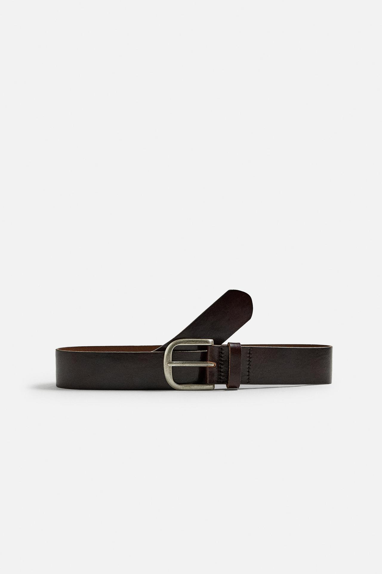WIDE LEATHER BELT - Dark brown by Zara