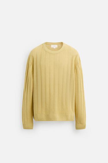 PULL 100 % LIN CÔTELÉ - Jaune de Zara - Image 6