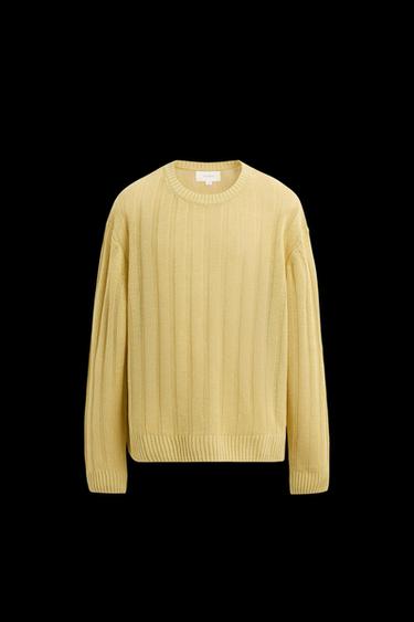 PULLOVER AUS 100 % LEINENRIBBSTRICK - Gelb von Zara