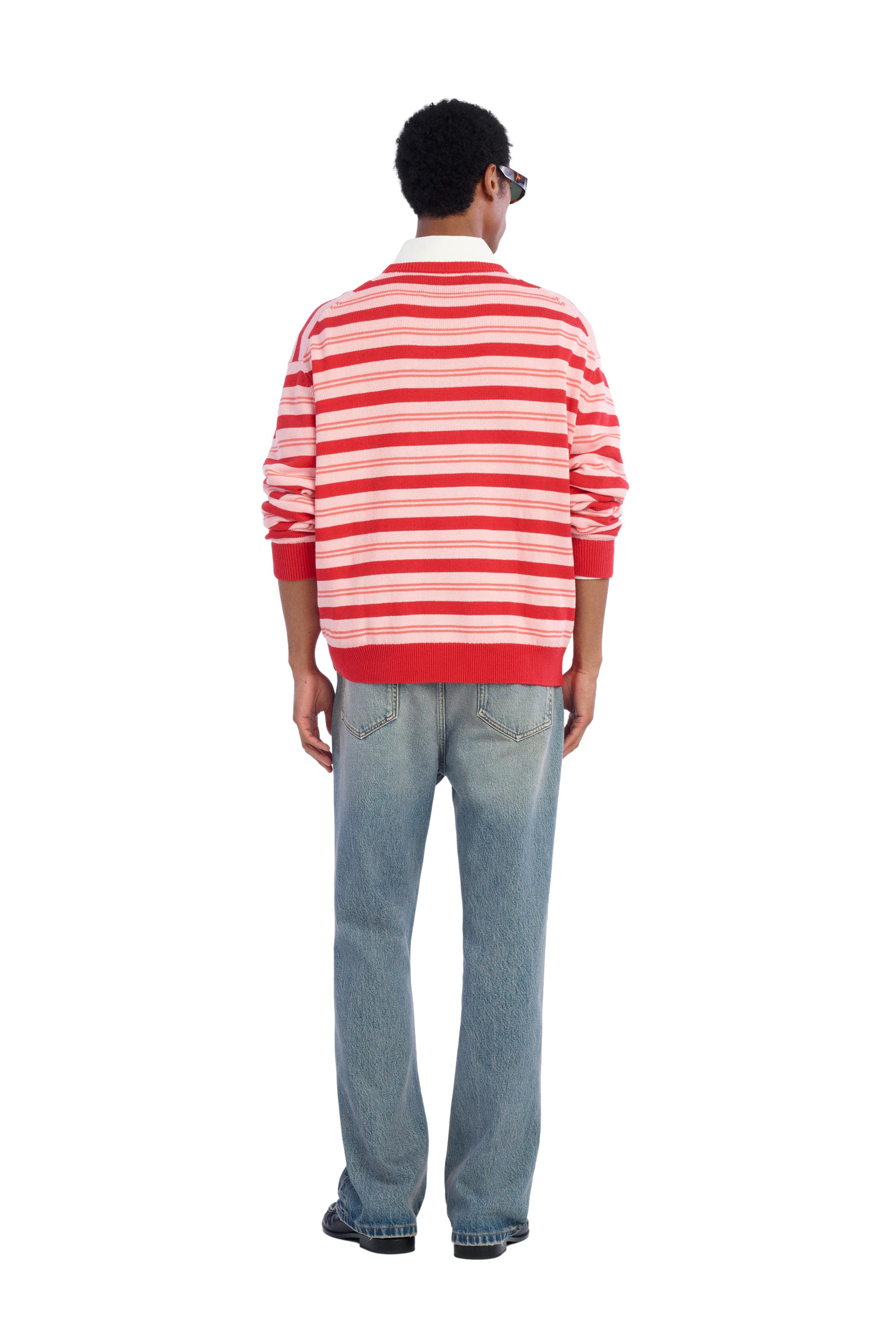 COTTON - LINEN STRIPED JUMPER — Reds