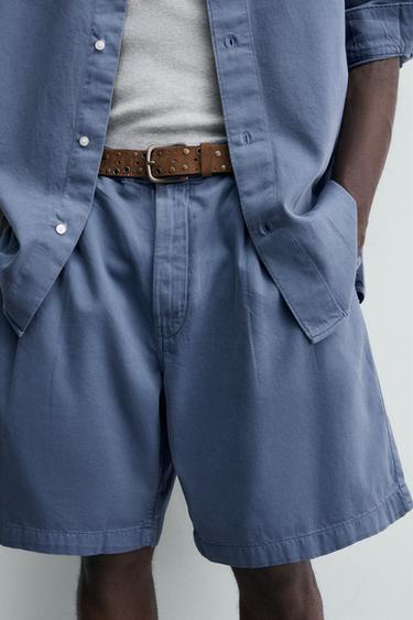WASHED PLEATED BERMUDA SHORTS - Blue marl by Zara - Image 5