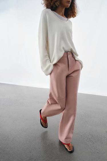 PANTALON EN CUIR 100% ZW COLLECTION ÉDITION LIMITÉE - Rose de Zara - Image 3