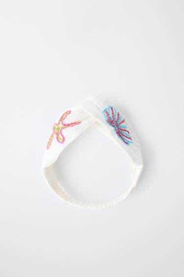 MARINE BEADED EMBROIDERED HEADBAND - Ecru by Zara - Image 4