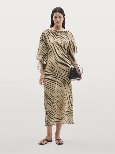 Zara Long animal print dress - Stone - Image 0