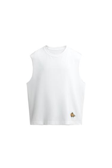 DÉBARDEUR BRODÉ BANANES - Blanc de Zara