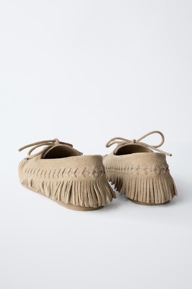 FRINGED LEATHER LOAFERS - Beige by Zara - Image 3