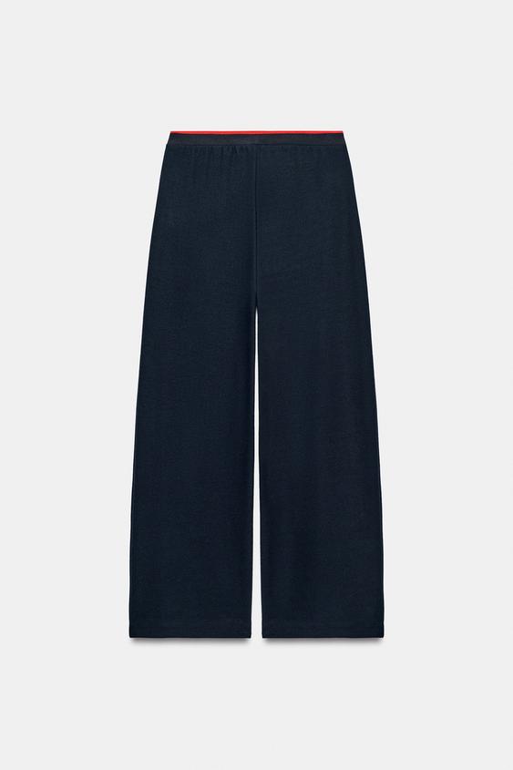 PANTALON SOFT À RAYURE CONTRASTÉE - Bleu de Zara - Image 6