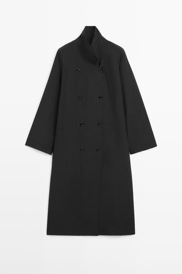 Zara Double-breasted technical trench coat - Black
