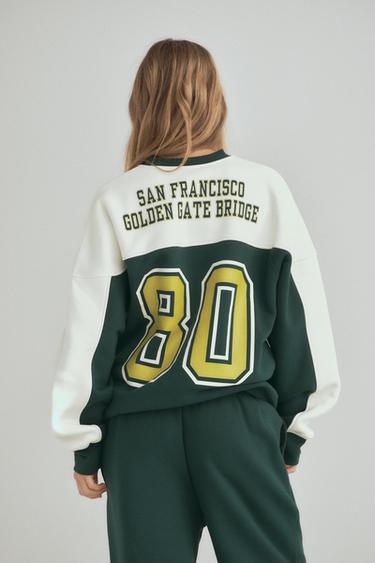 SUDADERA VARSITY SAN FRANCISCO - VERDE de Zara
