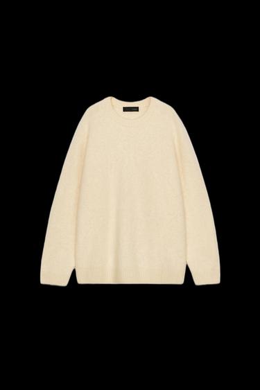 PULLOVER AUS WOLLE UND KASCHMIR MIT GEBÜRSTETEM EFFEKT - Hellgelb von Zara