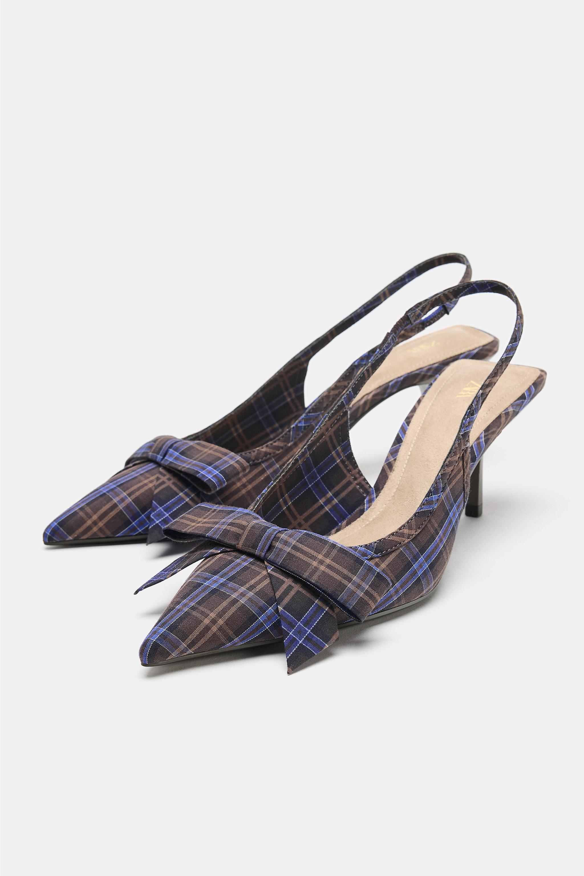 Женские туфли Zara BOW PLAID HEEL SHOES — фото 4