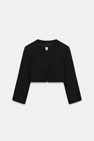 SHORT BLAZER WITH SHOULDER PADS - Black by Zara