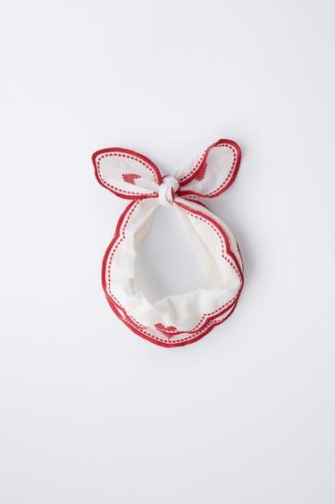 EMBROIDERED WAVES AND HEARTS BANDANA - Red by Zara - Image 0