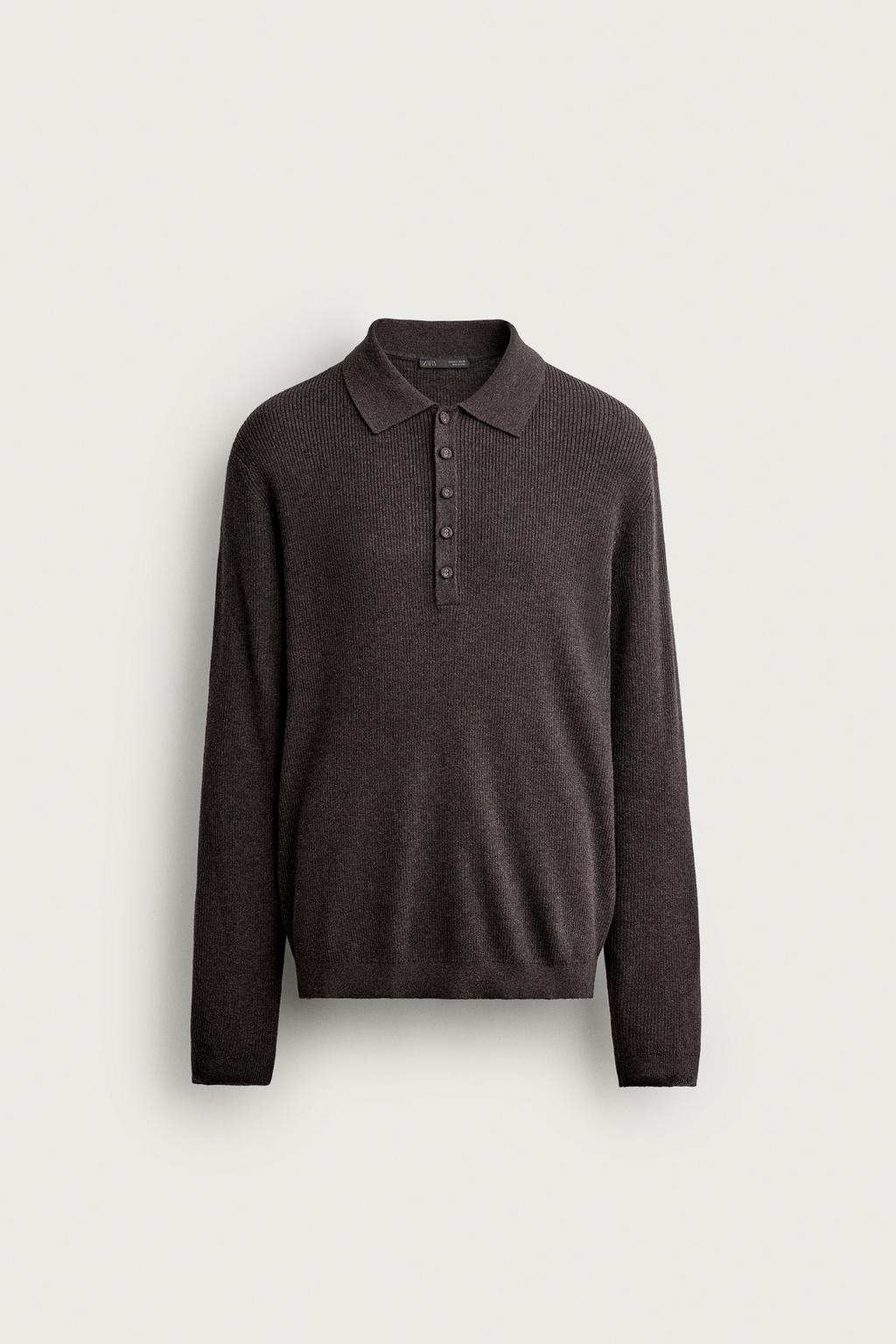 RIBBED KNIT POLO SHIRT