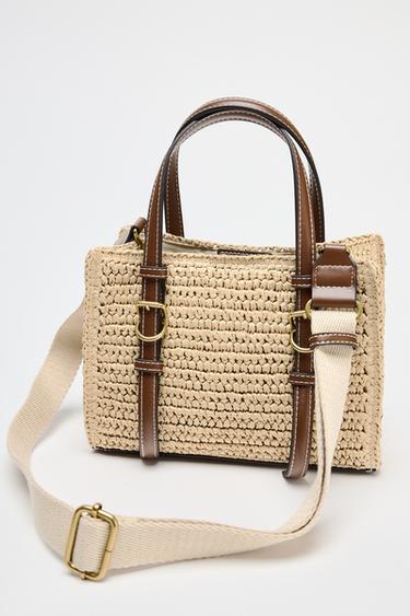 WOVEN MINI TOTE BAG - Light beige by Zara - Image 3
